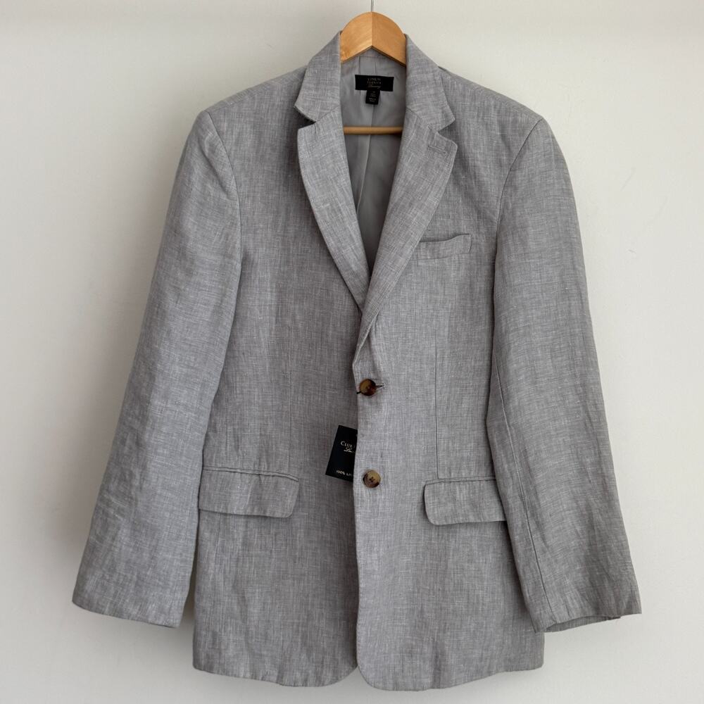 Club Room 100% Linen Blazer Mens‎ Medium Gray Sport Coat Luxury Dinner Jacket